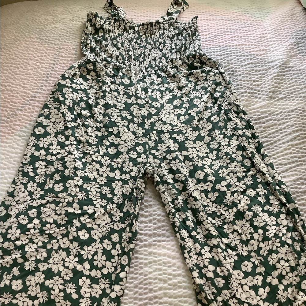 Green Floral Wide-Leg Jumpsuit
